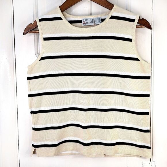 Hasting & Smith Striped Knit Sleeveless Tank Top Sz M - Picture 2 of 10